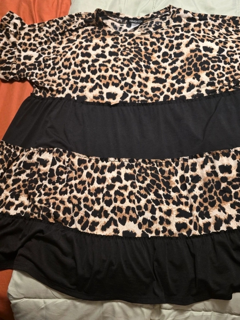 HEIMISH USA Leopard Print Ruffled Tiered Blouse - Black and Tan